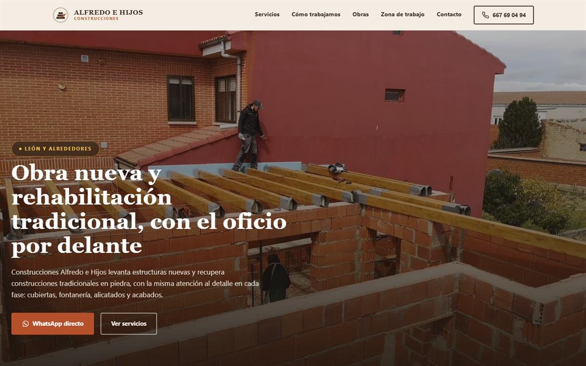 Portada de la web de Construcciones Alfredo e Hijos
