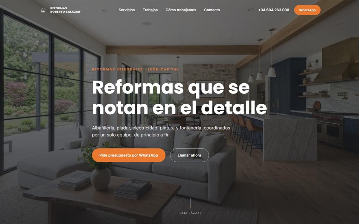 Portada de la web de Reformas Roberto Salazar